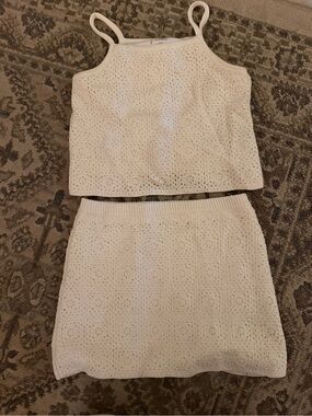 Target White Crochet Knit Kids Two-Piece Matching Set